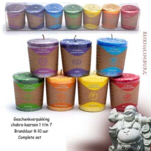 Geurkaarsjes votief chakra 7 stuks in geschenkdoos