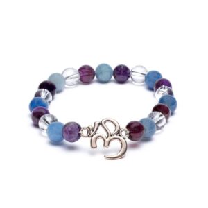 Armband amethist-aventurijn-bergkristal + OHM - Afbeelding 2