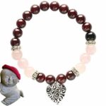 Armband Granaat - Rozenkwarts met Hartje
