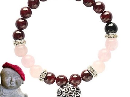 Armband Granaat - Rozenkwarts met Hartje
