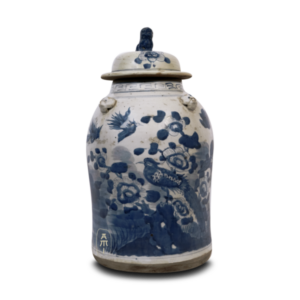 BW flower & bird ginger jar