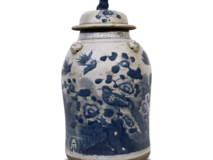 BW flower & bird ginger jar