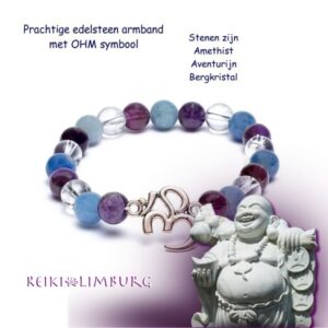 Armband amethist-aventurijn-bergkristal + OHM