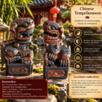 Chinese Foo Dogs van Elm-hout | antieke set van 2 stuks