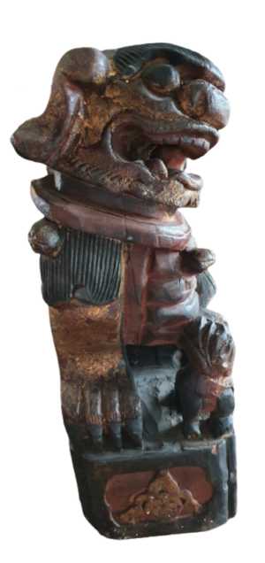 Tempelleeuw (Foo-dog) antieke set van 2 stuks - Afbeelding 6
