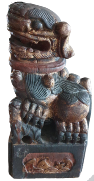 Tempelleeuw (Foo-dog) antieke set van 2 stuks - Afbeelding 5
