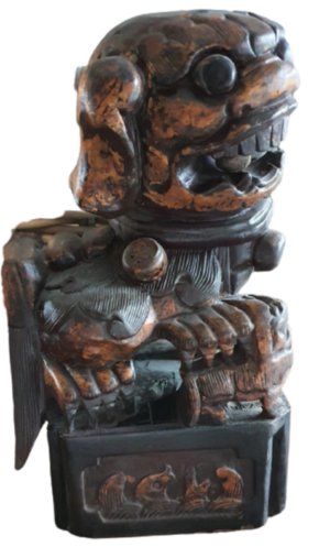 Tempelleeuw (Foo-dog) antieke set van 2 stuks - Afbeelding 2