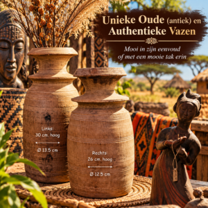 Unieke antieke houten vaas