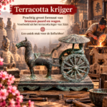 Bronzen Terracotta strijder met paard en wagen