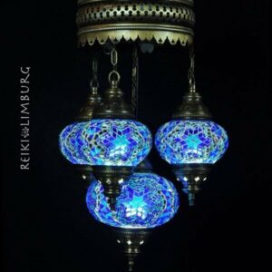 Oosterse hanglamp 4 bollen Blauw
