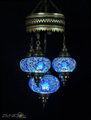 Oosterse hanglamp 4 bollen Blauw - Afbeelding 2