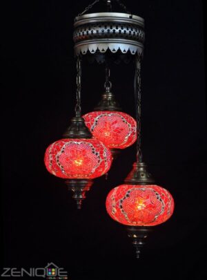 Oosterse hanglamp 3 bollen Rood - Afbeelding 2
