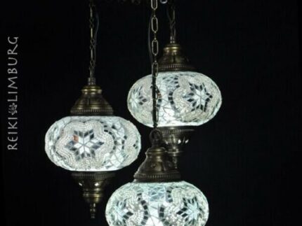 Oosterse hanglamp 3 bollen Wit