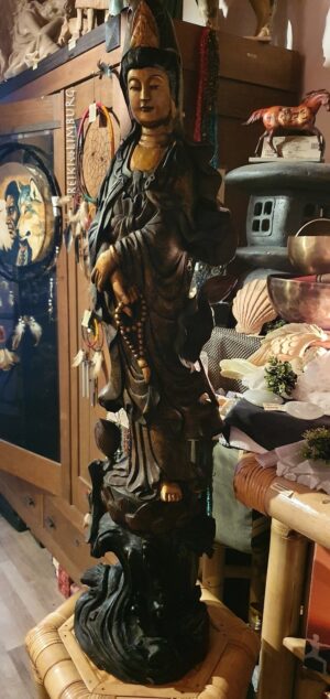Kwan Yin | Houten antieke beelden - Afbeelding 3