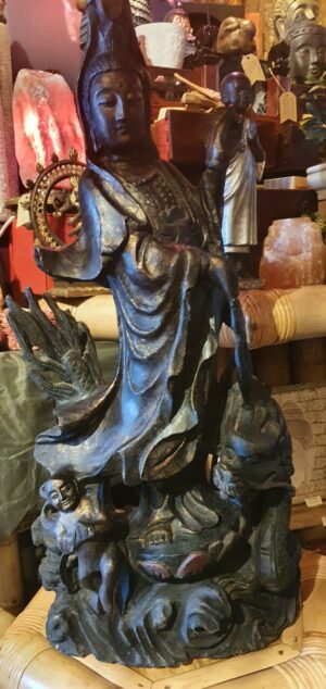 Kwan Yin | Houten antieke beelden - Afbeelding 13