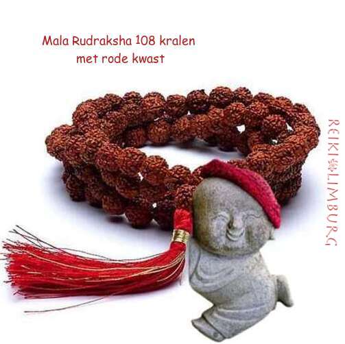 Mala Rudraksha 108 kralen met rode kwast