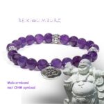 Mala armband Amethist met OHM symbool