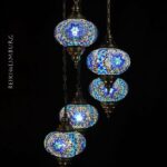 Oosterse hanglamp 5 bollen Blauw
