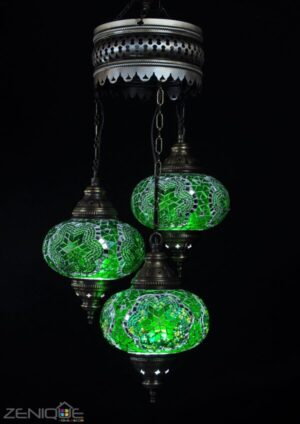 Oosterse hanglamp 3 bollen Groen - Afbeelding 2
