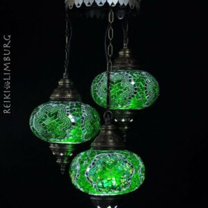 Oosterse hanglamp 3 bollen Groen
