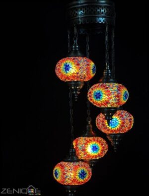 Oosterse hanglamp | Kroonluchter 5 bollen - Afbeelding 2