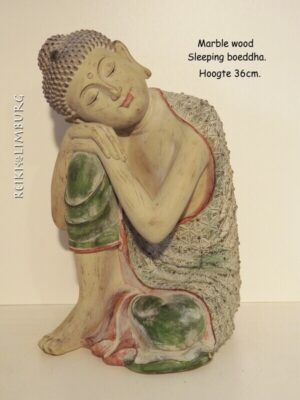 Japanse Marble wood sleeping boeddha. - Afbeelding 2