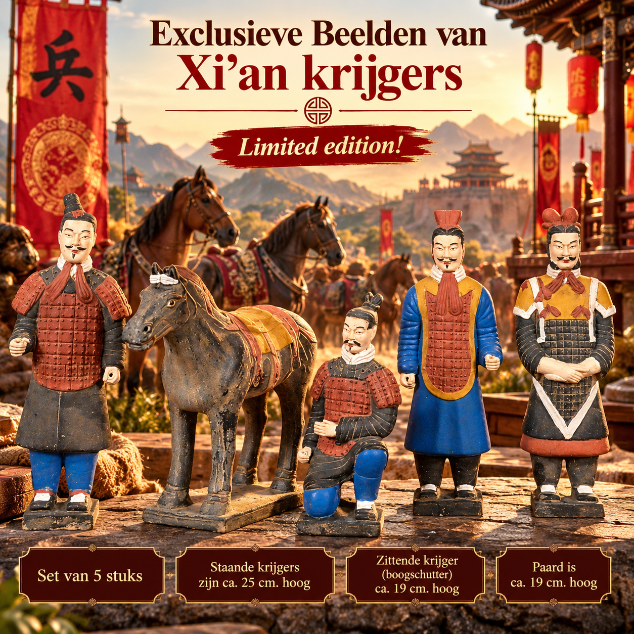 Terracotta krijgers set groot kleur Beelden-set II van terracotta "Xi’an"krijgers - Afbeelding 1