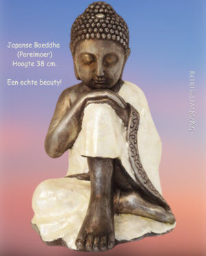 Japanse Thinking boeddha parelmoer | Hoogte 38cm. - Afbeelding 2