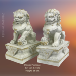 Tempelleeuwen (Foo-dog) set van 2 stuks. Hoogte 35 cm.