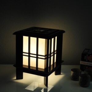 Japanse lamp Akida – Walnotenhout & Rijstpapier - Afbeelding 2