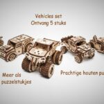 Voertuigen set van 5 stuks | Houten Modelbouw