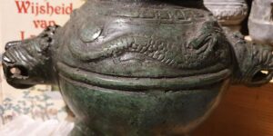 Wierook-vat-brons met Foo dog | Antiek - Afbeelding 2