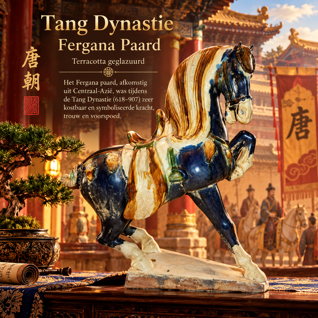 Tang paard geglazuurd Terracotta (fergana)paard | Tang Dynastie. - Afbeelding 1