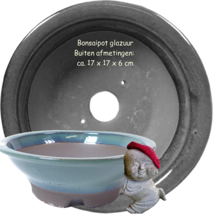 Bonsai-schaal rond geglazuurd