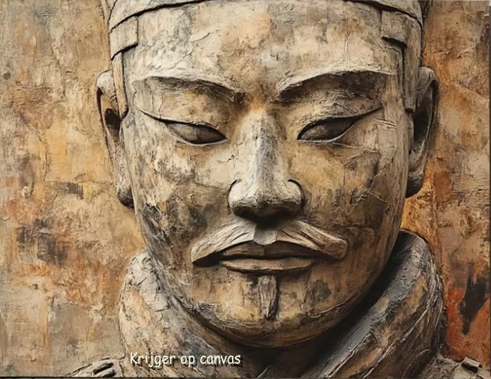 Krijger canvas Prachtige Terracotta krijger op canvas - Afbeelding 1