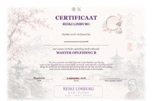 Reiki certificaat met grandmasters