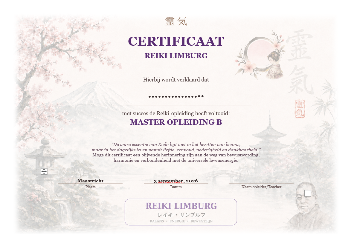 voorbeeld website voorkant1 Reiki certificaat met grandmasters - Afbeelding 1