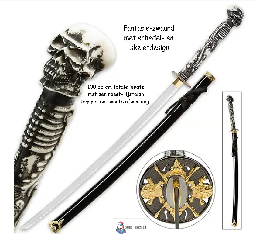 Fantasyzwaard scul Fantasie-zwaard met schedel en skeletdesign - Afbeelding 1